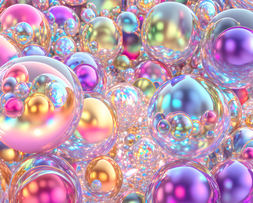 Reflective Multicolored Bubbles with Iridescent Hues