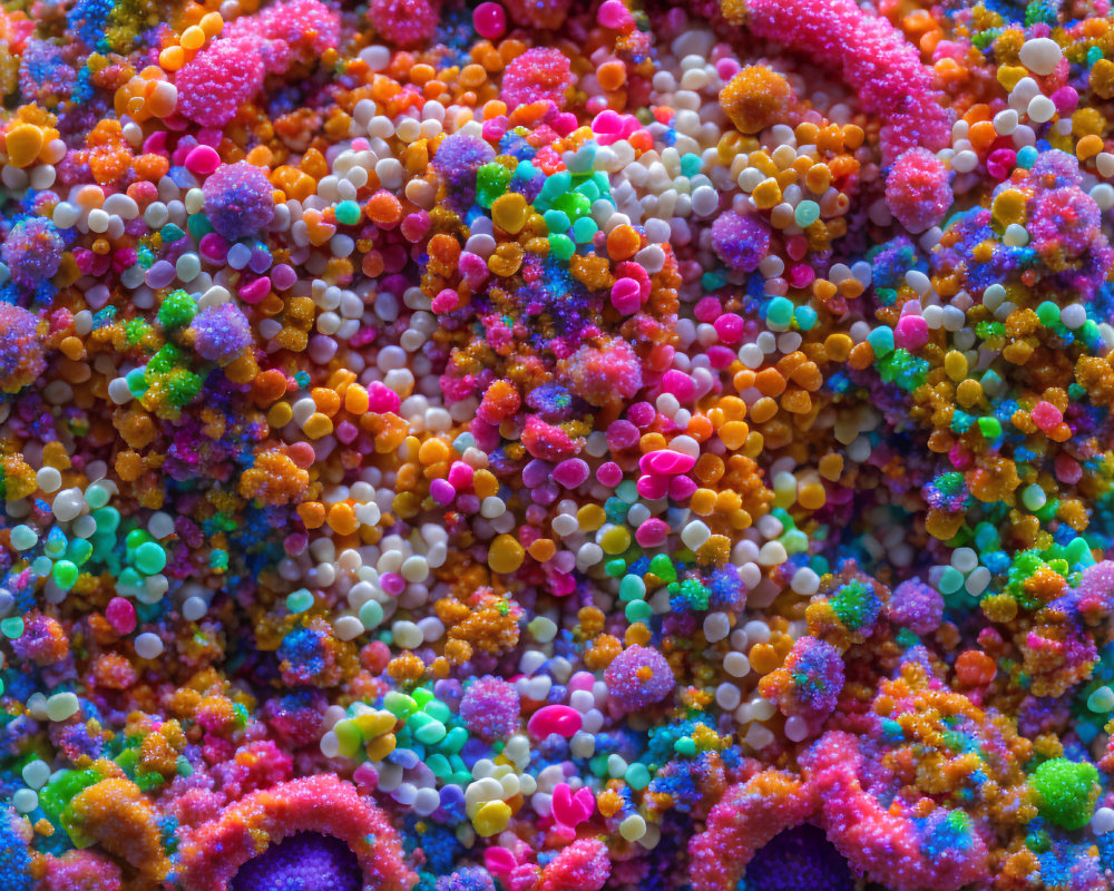 Colorful Sprinkles Close-Up: Vibrant Mix of Sizes and Shapes