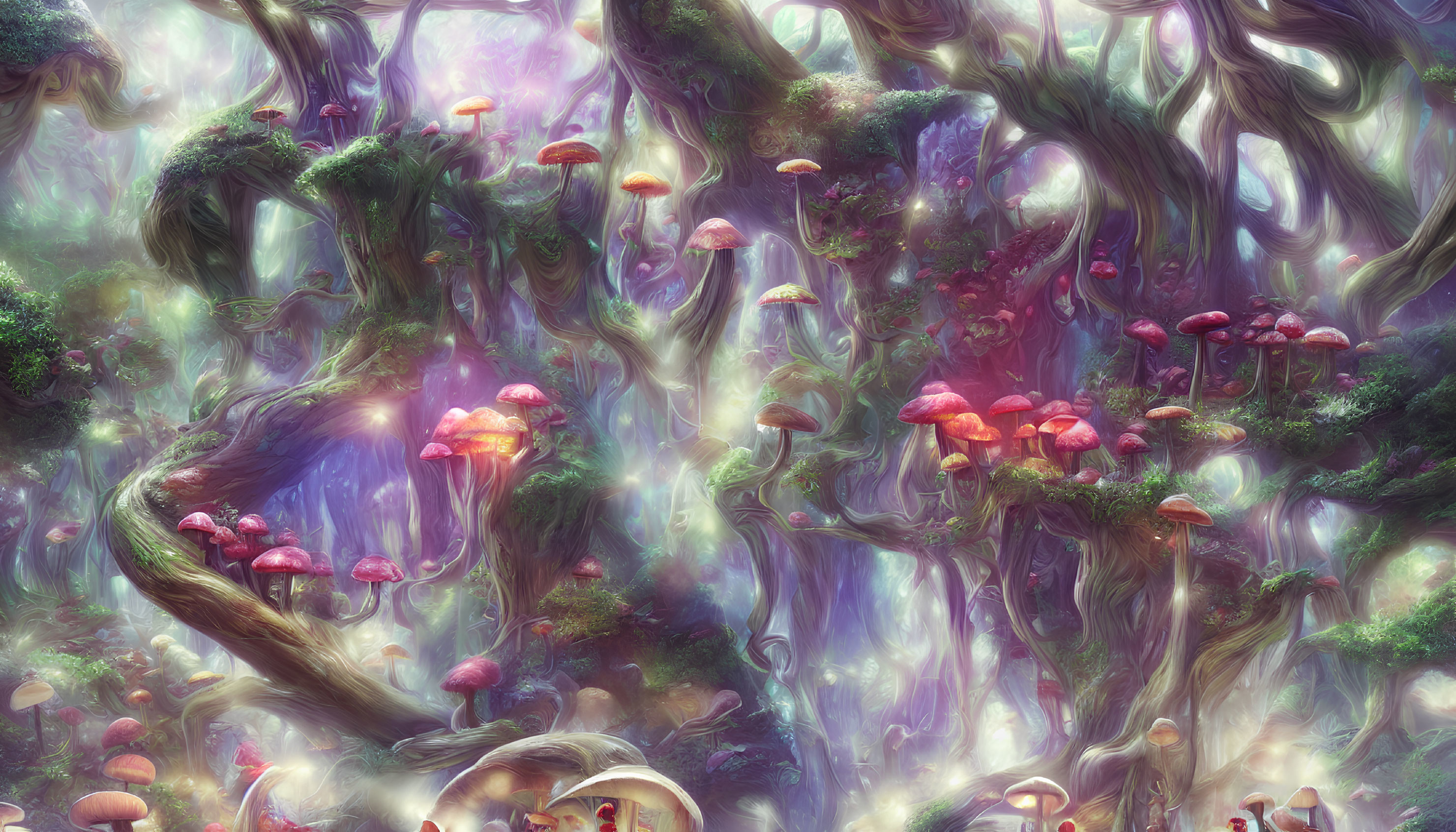 Enchanting Forest with Glowing Mushrooms & Ancient Trees