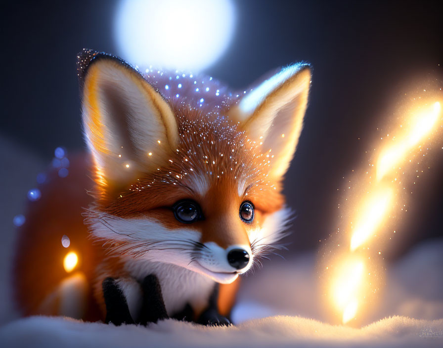 cute fox with glitters