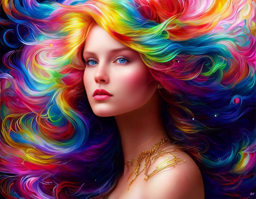 lady with rainbow hair
