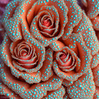 Intricate Digital Artwork: Fractal Roses in Orange and Blue