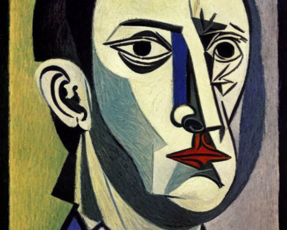 Geometric Cubist Portrait with Abstract Features
