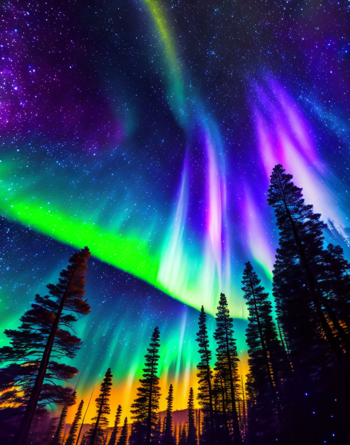 Majestic Aurora Borealis Illuminating Starlit Night Sky