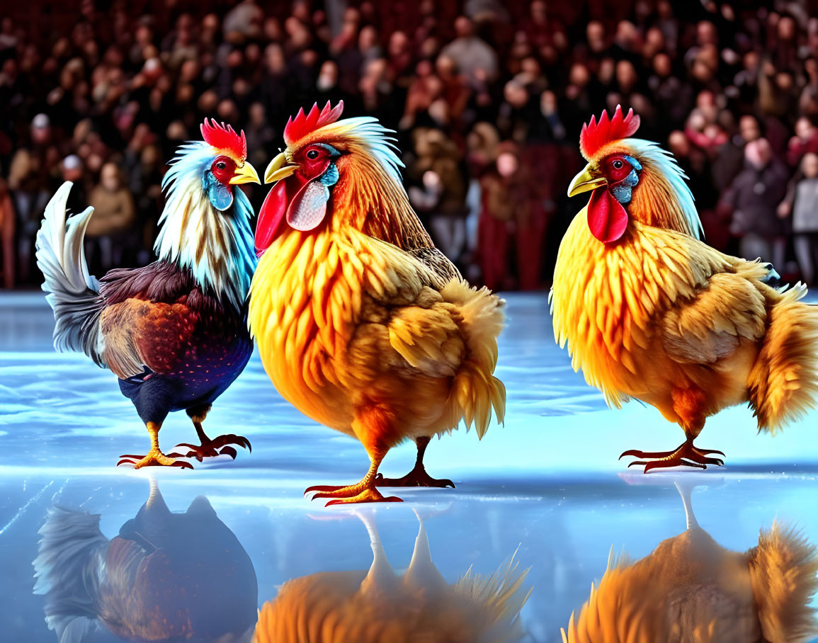 Angry gay chicken formation ice skaters 