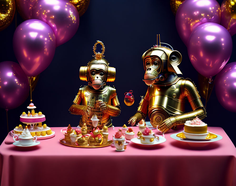 Robot Monkey tea party