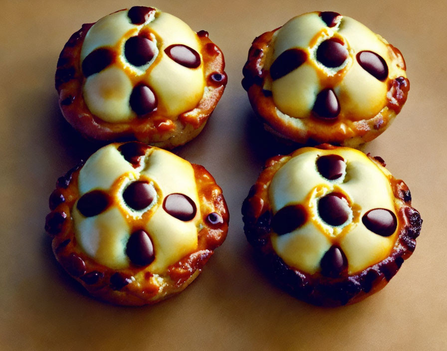 Freshly Baked Paw Print-Patterned Buns with Dark Chocolate Spots