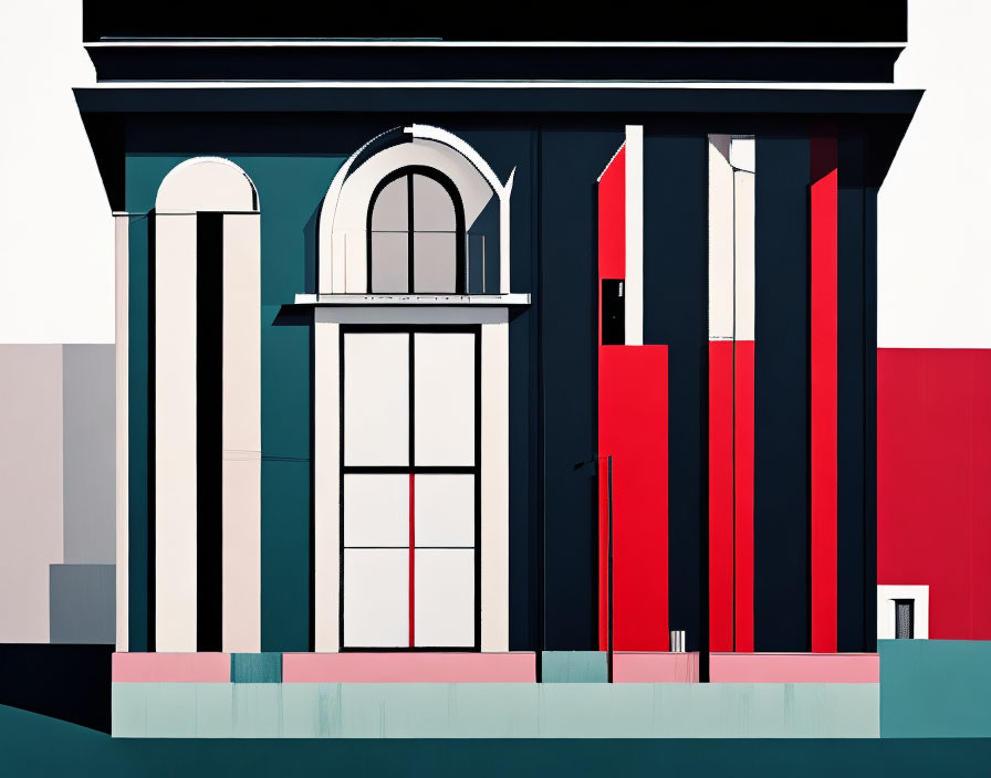 Geometric Abstract Art: Bold Colors & Simplified Architecture