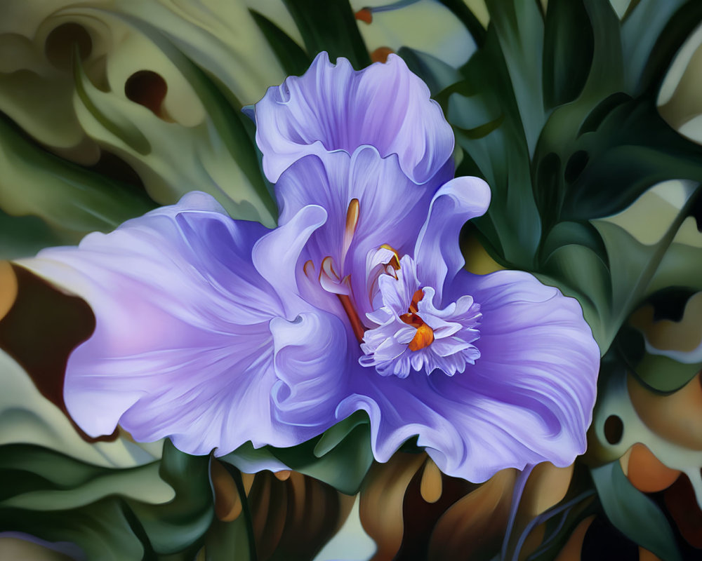 Vibrant Purple Iris Flower Digital Painting
