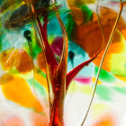 Colorful Abstract Painting with Dynamic Swirls and Splatters