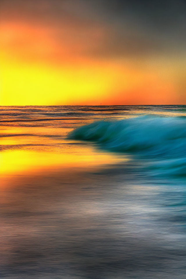 Scenic ocean sunset with colorful horizon gradient