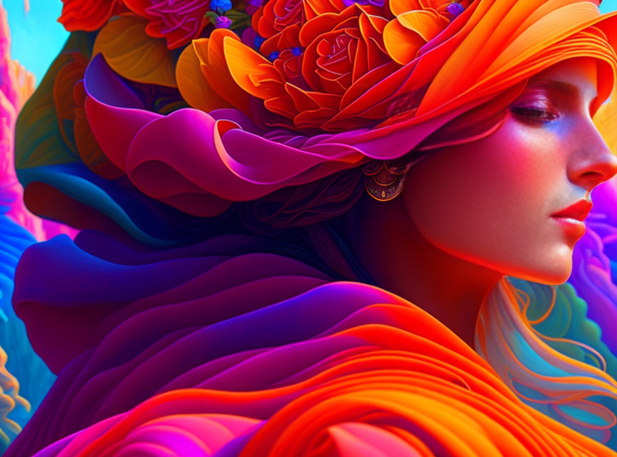 Colorful Dream Girl in Profile