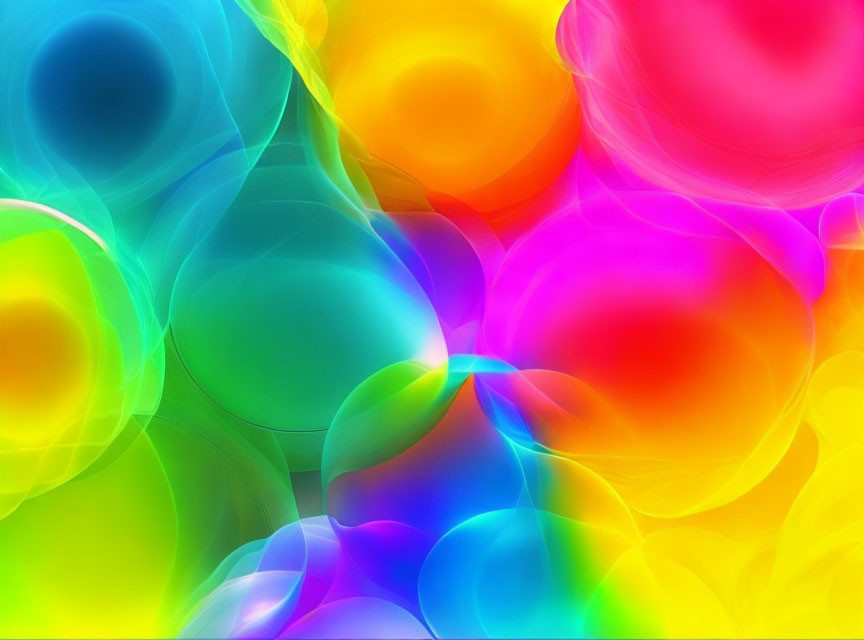Colorful translucent bubbles create abstract dreamlike background