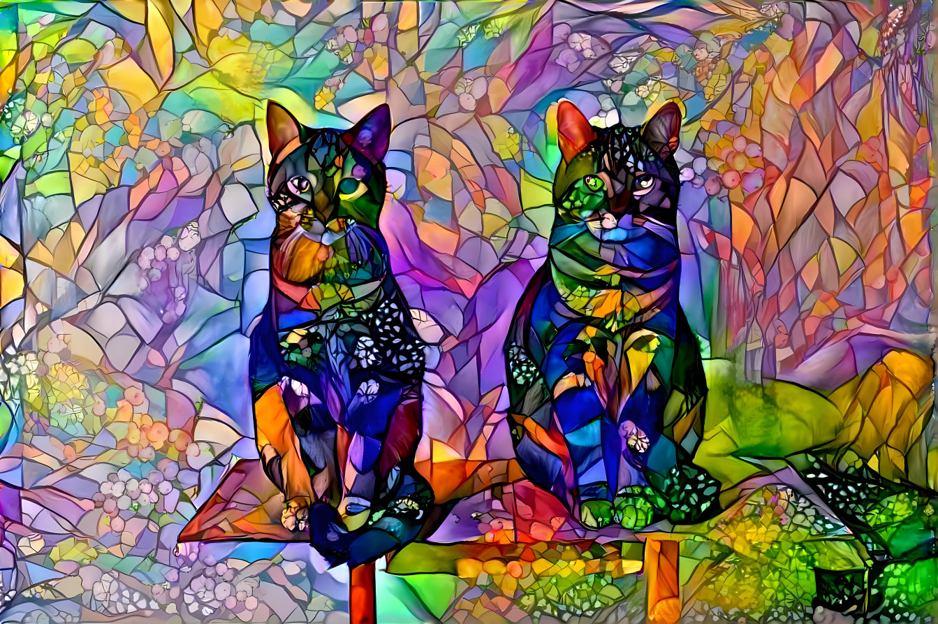 stained glass cats