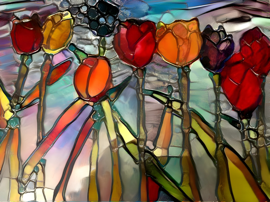Stained glass tulips