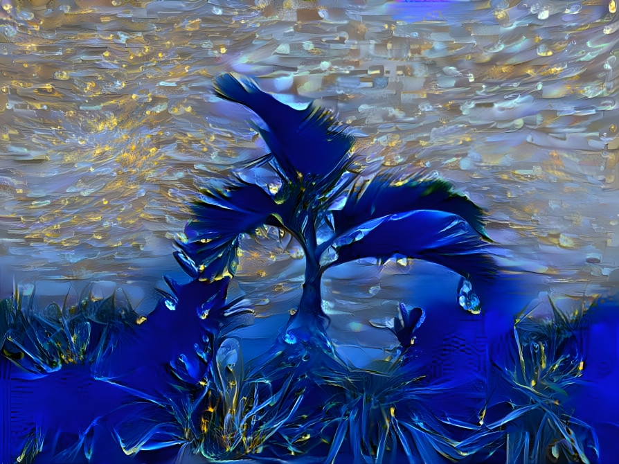 Blue palm tree