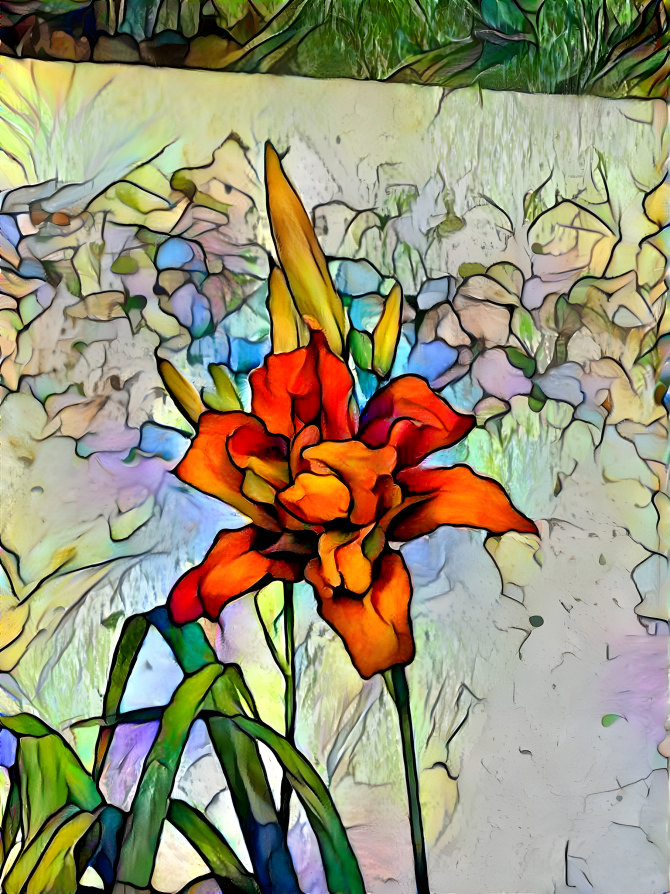 Double Day Lily stained glass