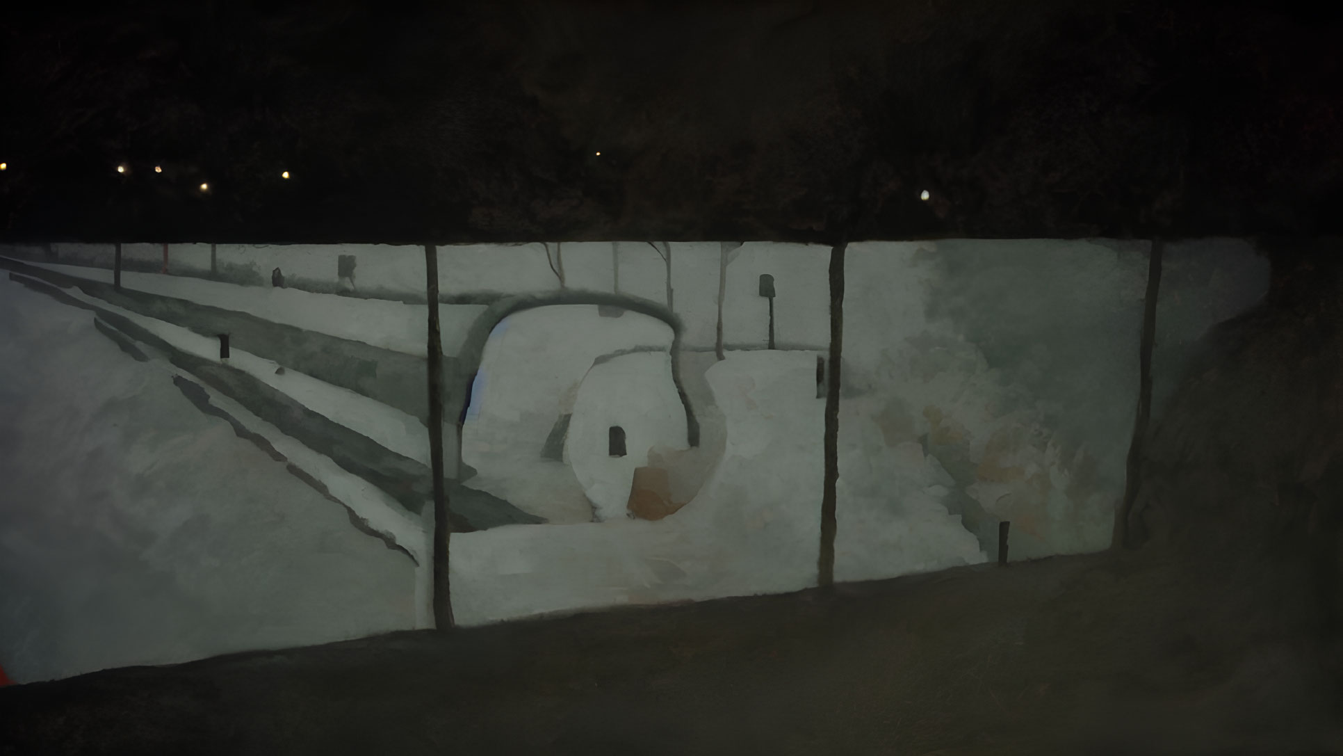 Mural of Snail in Night Scene with Soft Shadows
