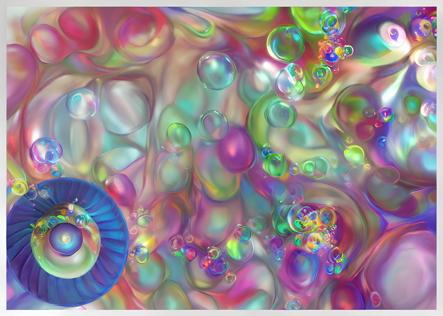 Colorful Abstract Art: Translucent Bubbles & Eye-like Structure