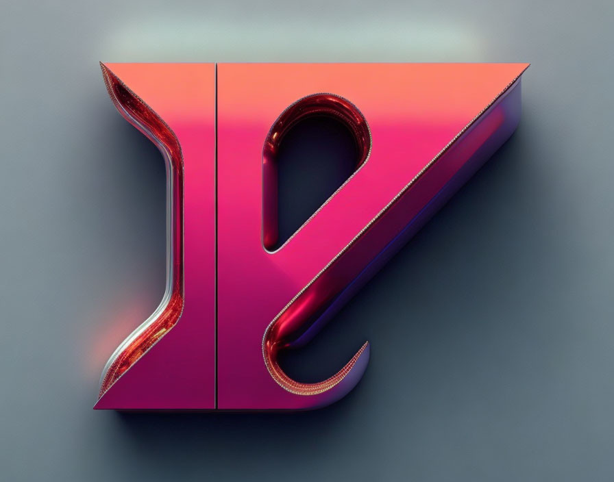 Shiny metallic pink letter "Z" on gray background