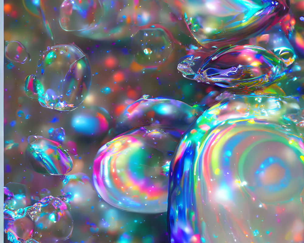 Colorful Soap Bubbles on Glittery Background