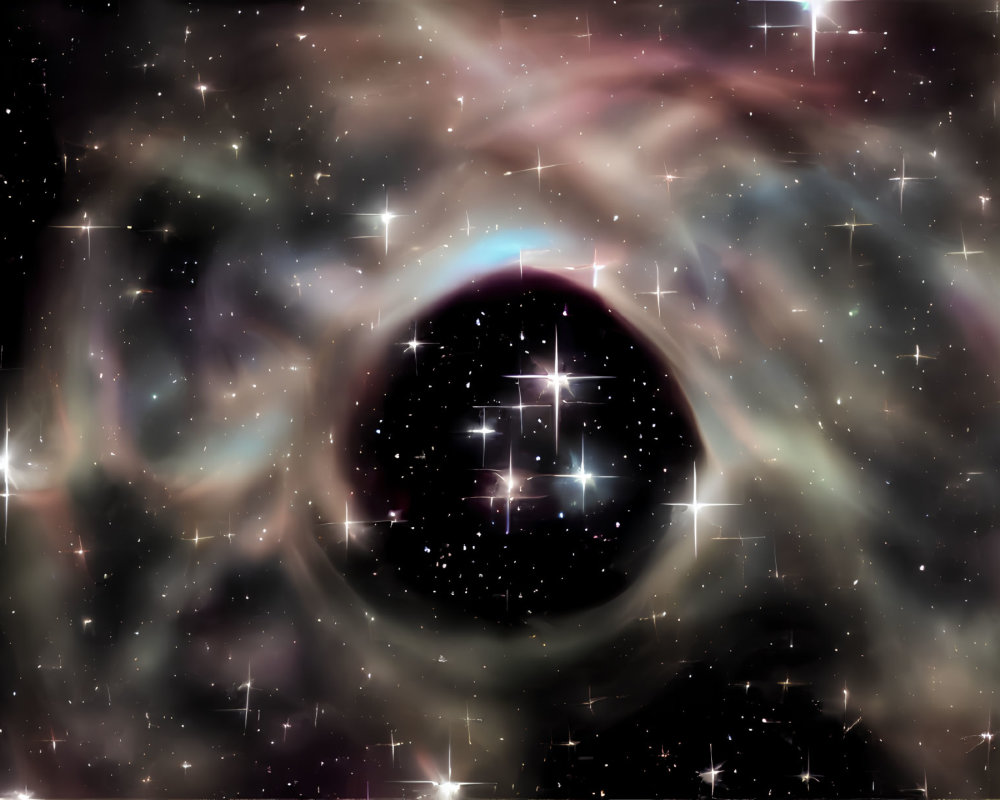 Digital Art: Black Hole with Accretion Disk and Stars