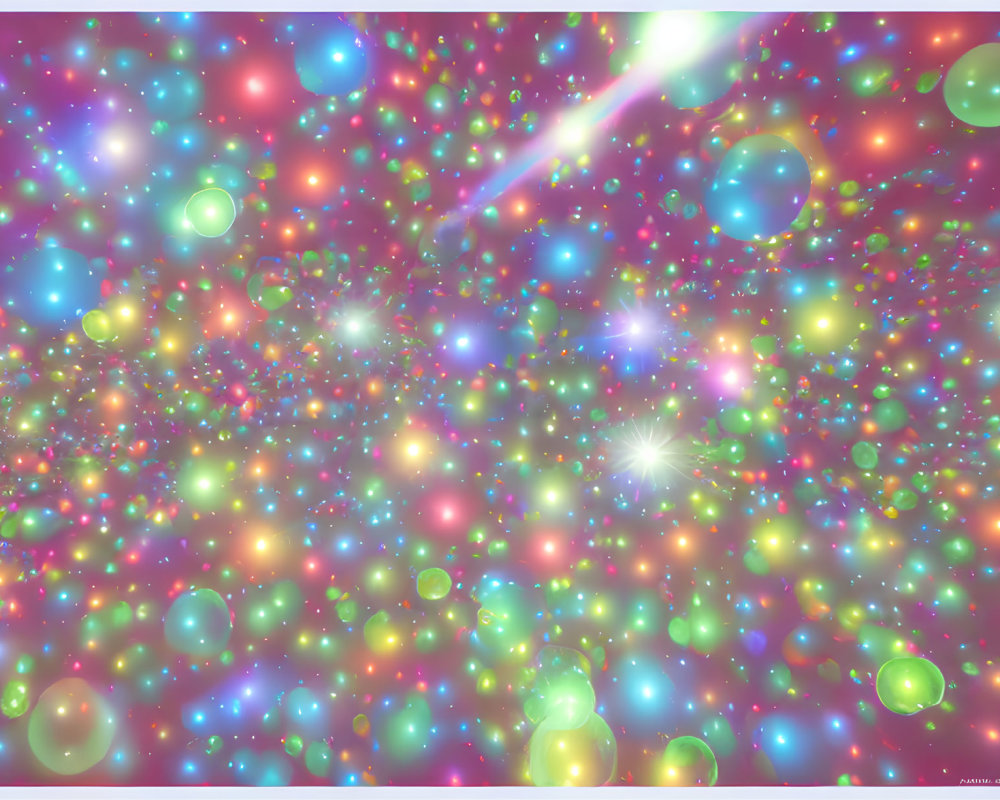 Vibrant abstract art with glowing orbs on pastel background