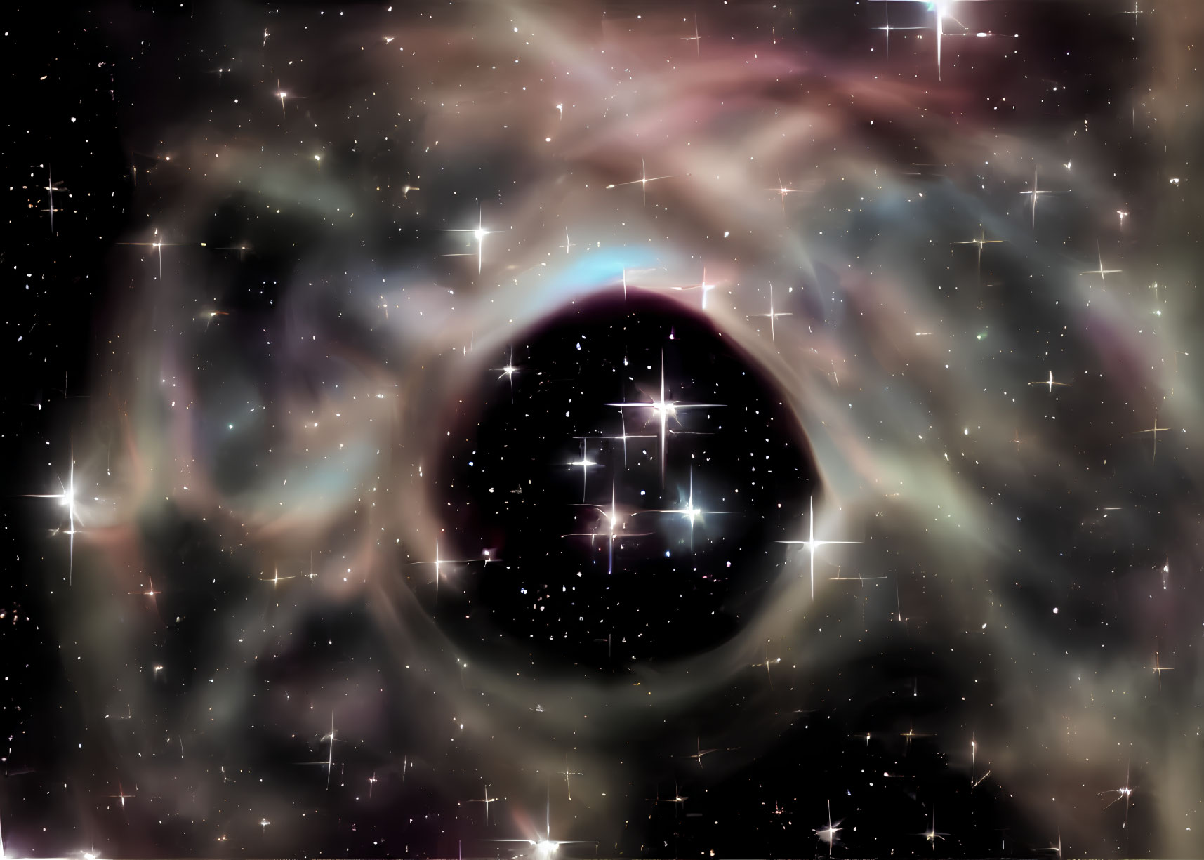 Digital Art: Black Hole with Accretion Disk and Stars