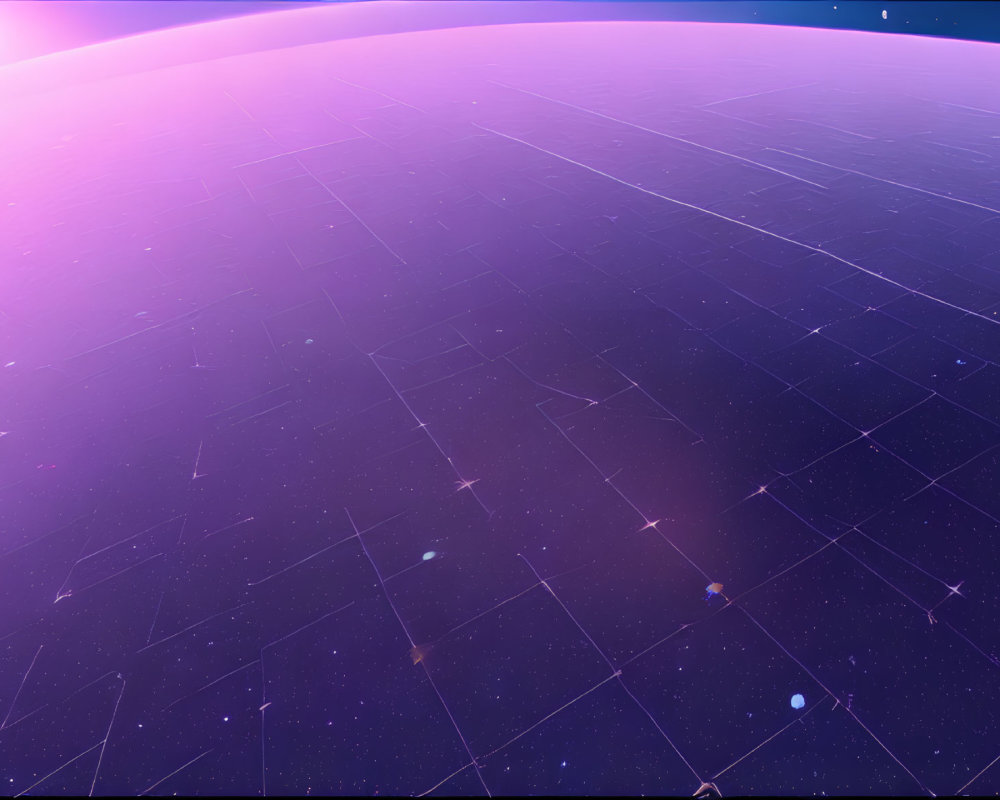 Curved Digital Grid Landscape Under Starry Sky
