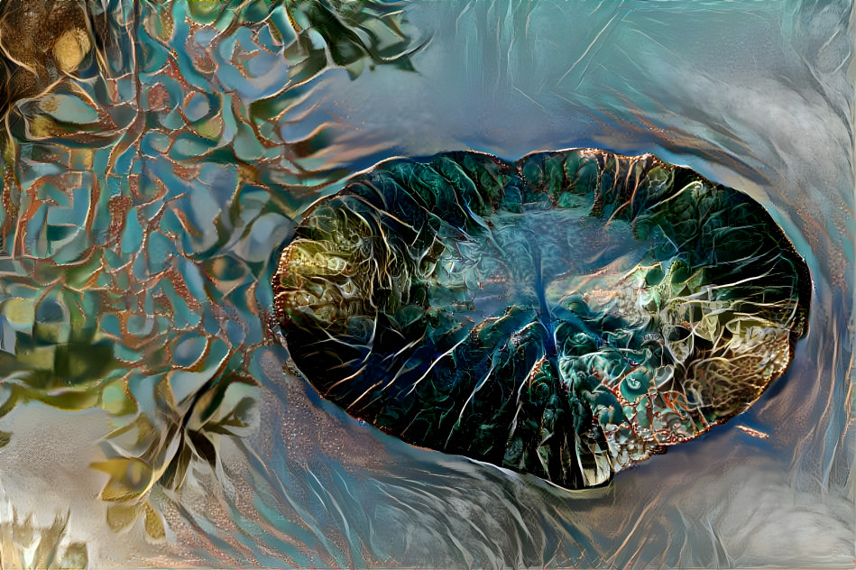 Water on a  lily pad