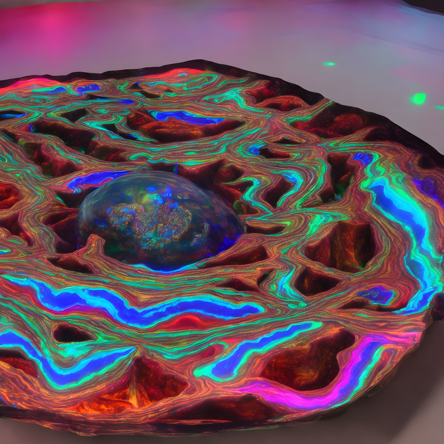 A Something City Made of Black Rainbow Opal
