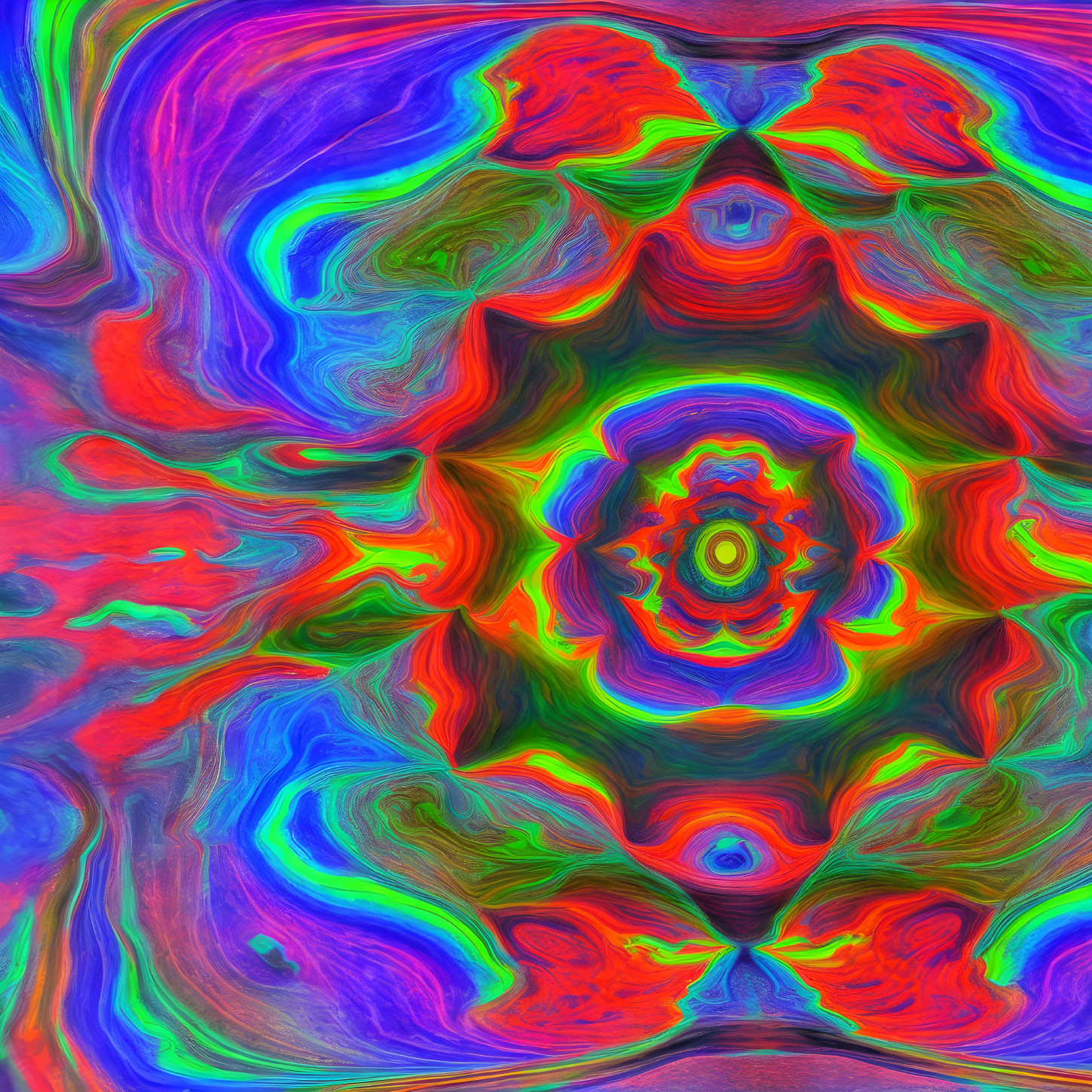 Colorful Swirling Abstract Digital Art: Blue, Red, Green & Purple