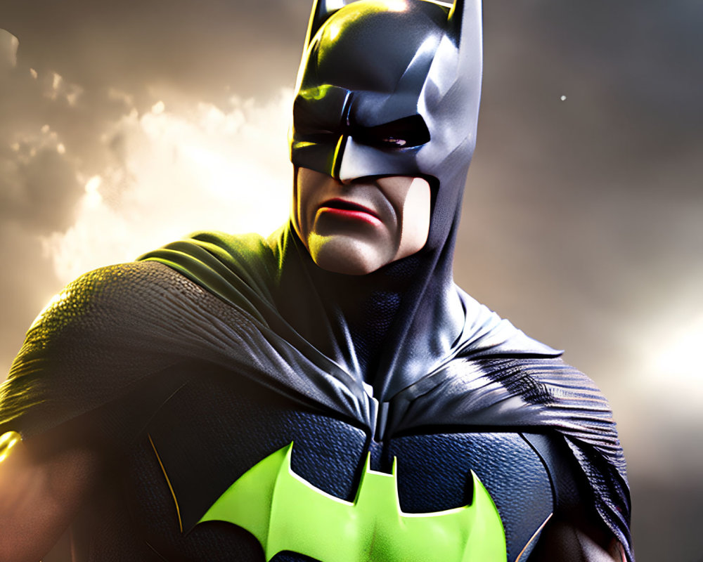Close-Up Image: Batman in Black Suit with Stern Expression