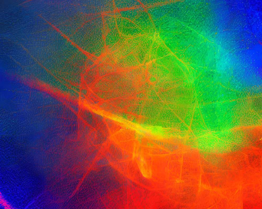 Colorful Abstract Digital Artwork with Vibrant Blue, Green, Red, and Yellow Intersecting