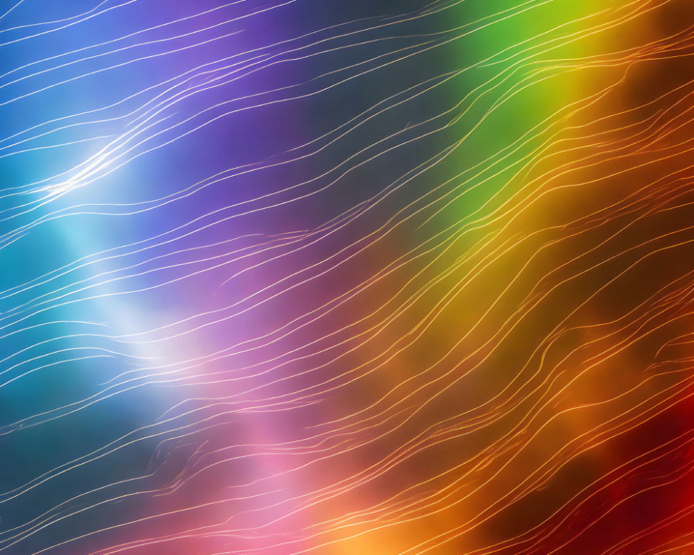 Colorful Abstract Background with Flowing Lines in Blue, Green, and Orange