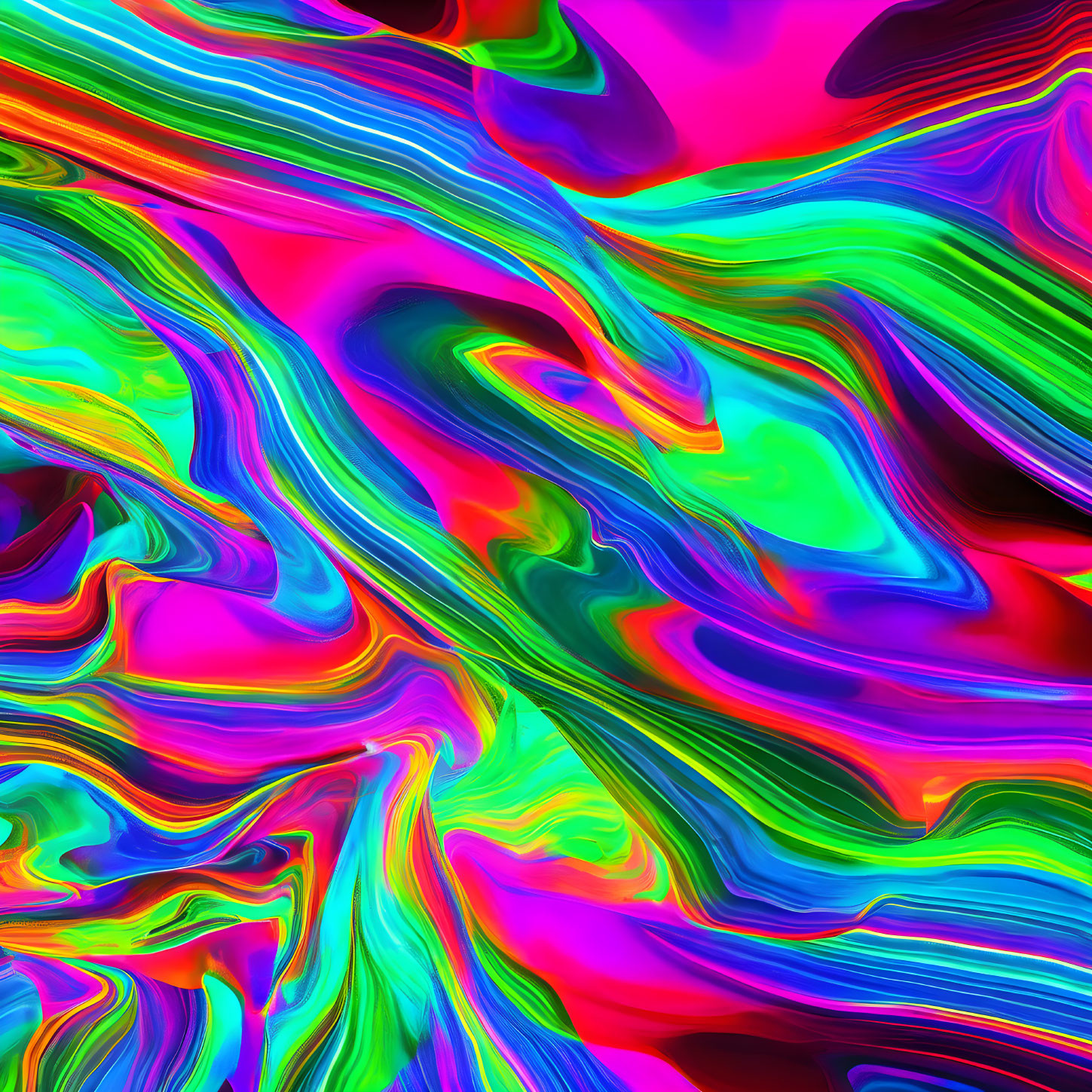 Colorful Neon Wavy Patterns in Psychedelic Digital Art