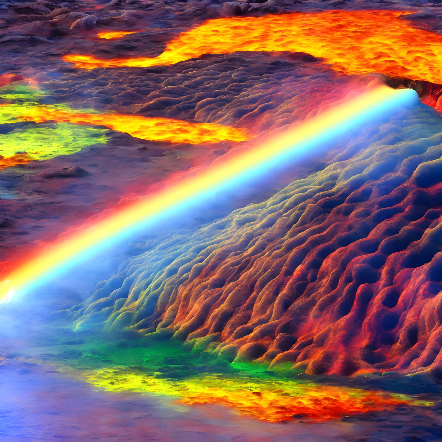 Caustic Lava Rainbows: Auroric Volcano Eruption