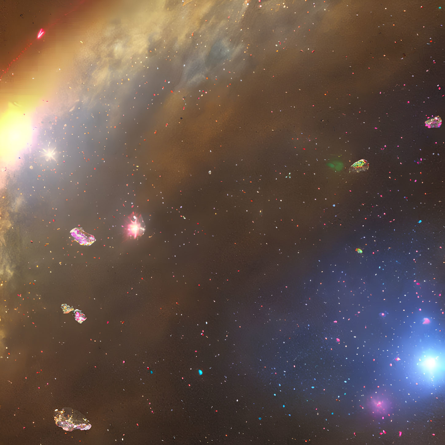 Colorful Nebulae and Stars in Cosmic Space Scene