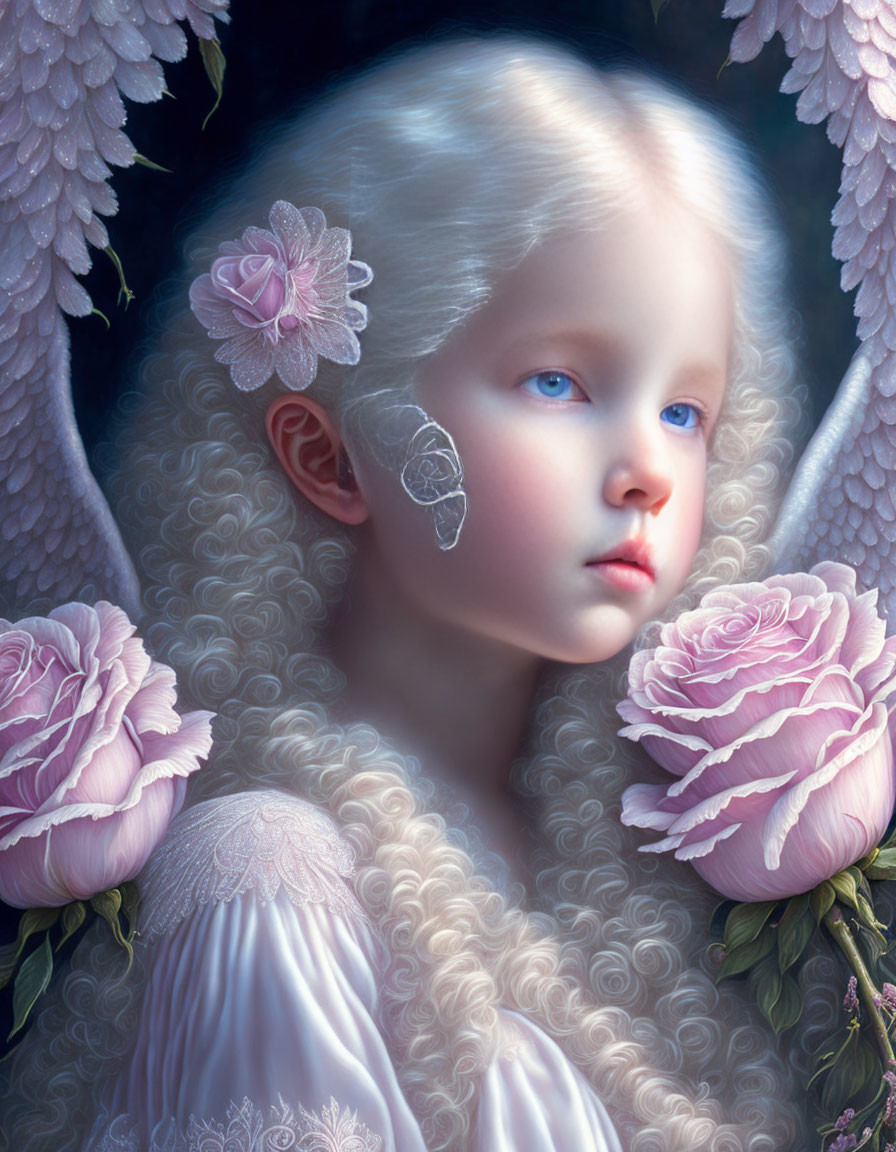 Ethereal Cherub: Intricate Beauty in White