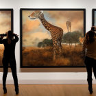 Realistic Giraffe Portrait Exhibit with Safari Interaction