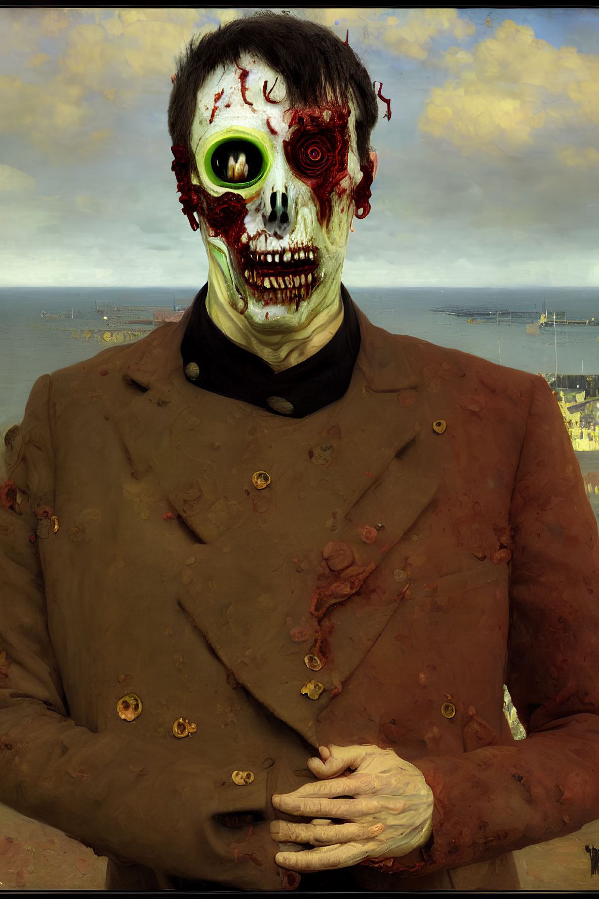 billionaire zombie with monocle