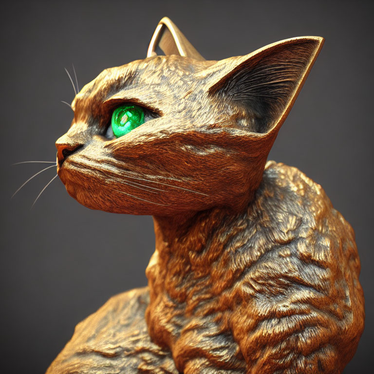 Digital Artwork: Cat with Textured Wood Surface & Green Eyes