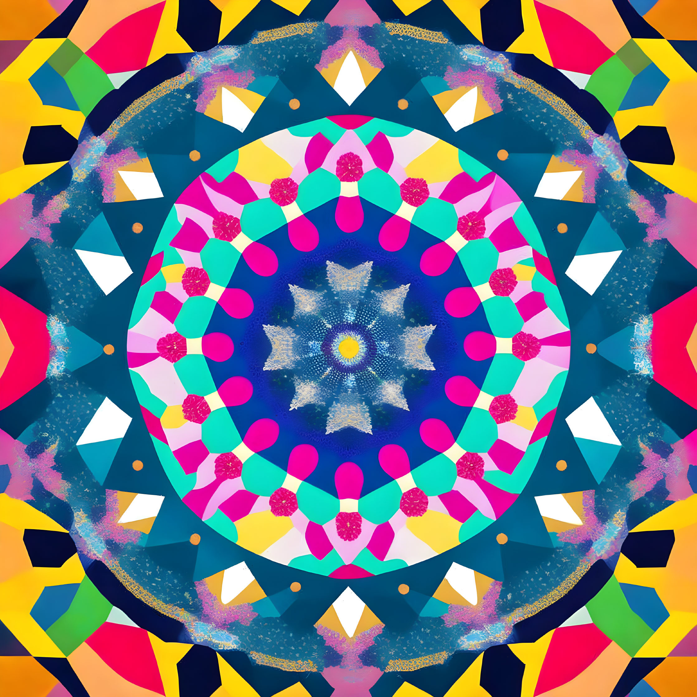 Colorful Symmetrical Geometric Pattern in Vibrant Hues