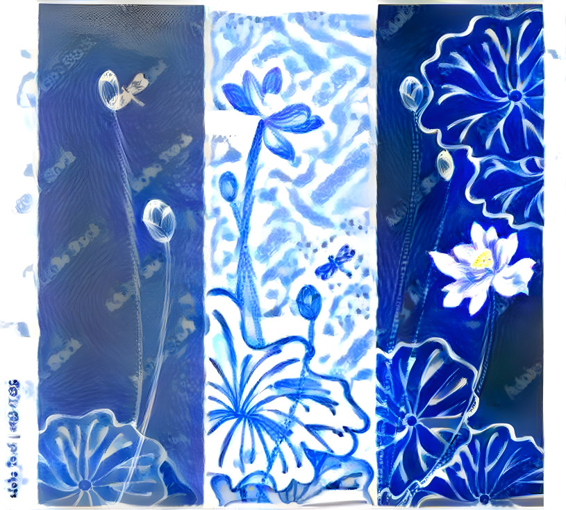 white and blue Chinese style art