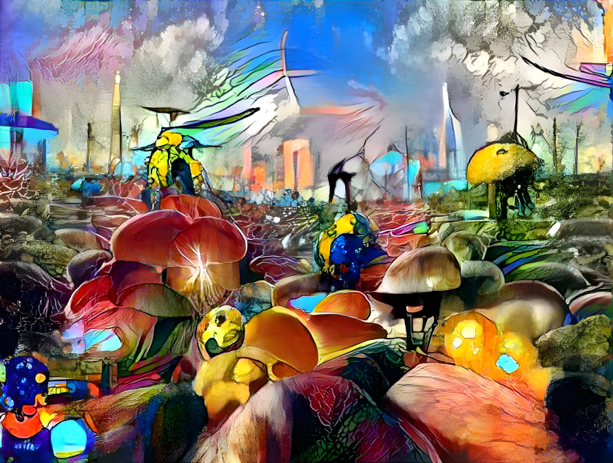 Told starry ai to dream up a sea of mushrooms