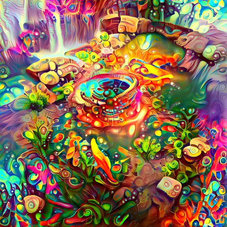 Fish pond with waterfall fountain