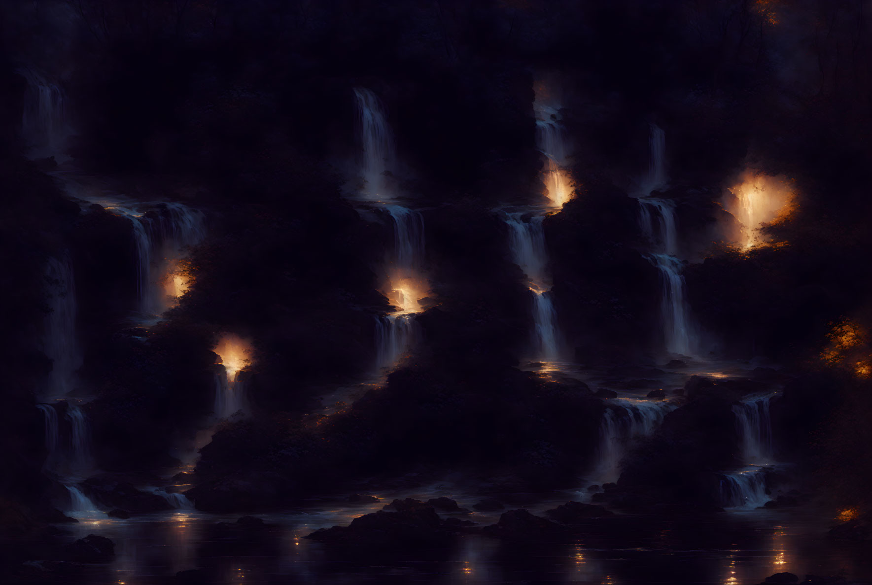 Sacred Falls at Night