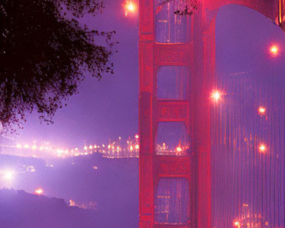 Twilight view of illuminated Golden Gate Bridge