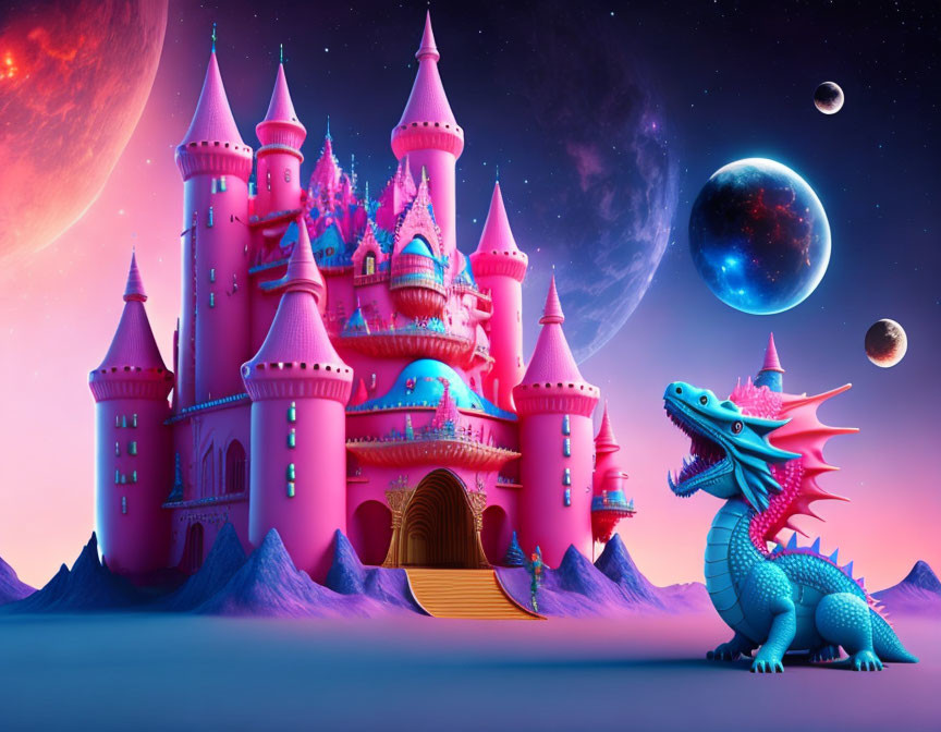Pink Castle and Dragon