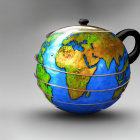 Globe-shaped teapot with continents and oceans design
